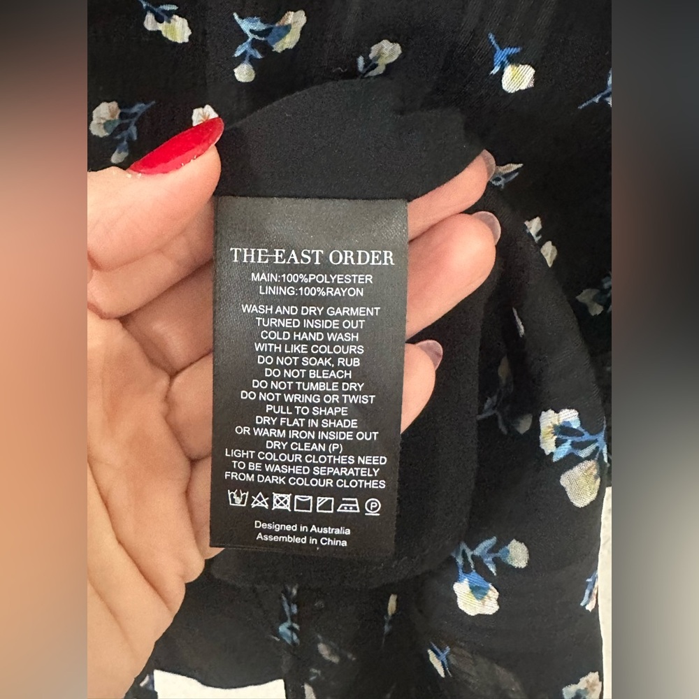Revolve THE EAST ORDER Ami floral Short Sleeve Mini Black small fall Dress - Picture 10 of 11